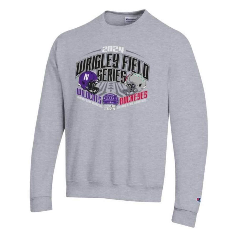 Wrigley Field Northwestern vs. Ohio State Champion Helmet Crewneck Sweatshirt