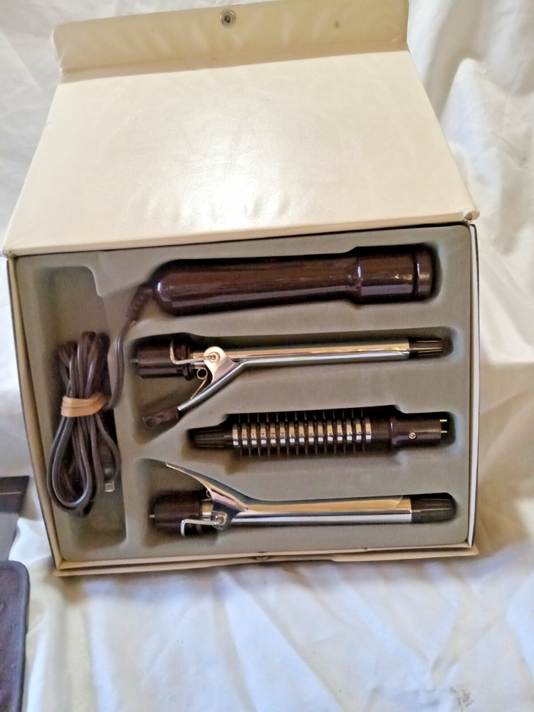 Vidal Sassoon Professional Curling Iron Set with Attachments and Travel Case 5 Piece Works Great
