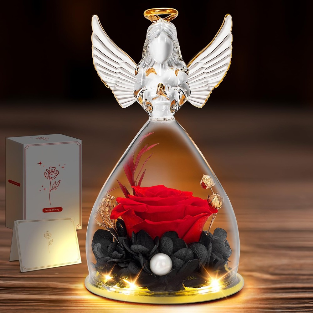 Mothers Day Rose Gift for Mom from Daughter, Preserved Real Red Rose in Glass Dome-image