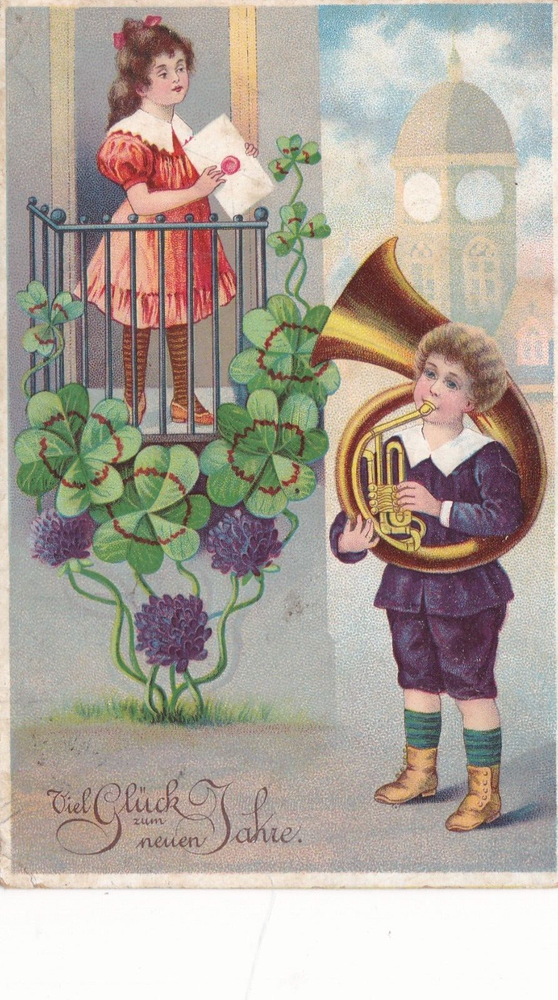 Good Luck in the New Year Postcard Congratulations Card 1911-image