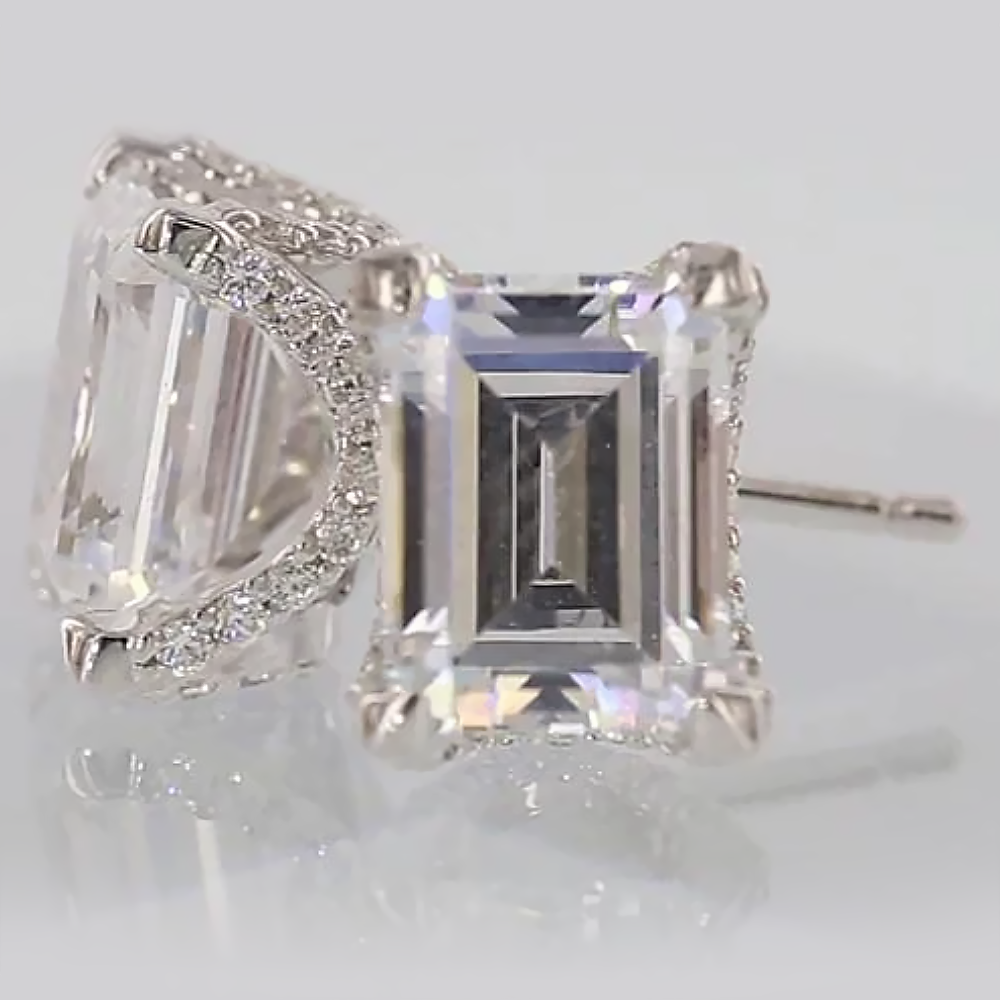 1.50 Ct Lab Created Emerald Cut Diamond Earrings in 14K White Gold 4 Prongs Stud