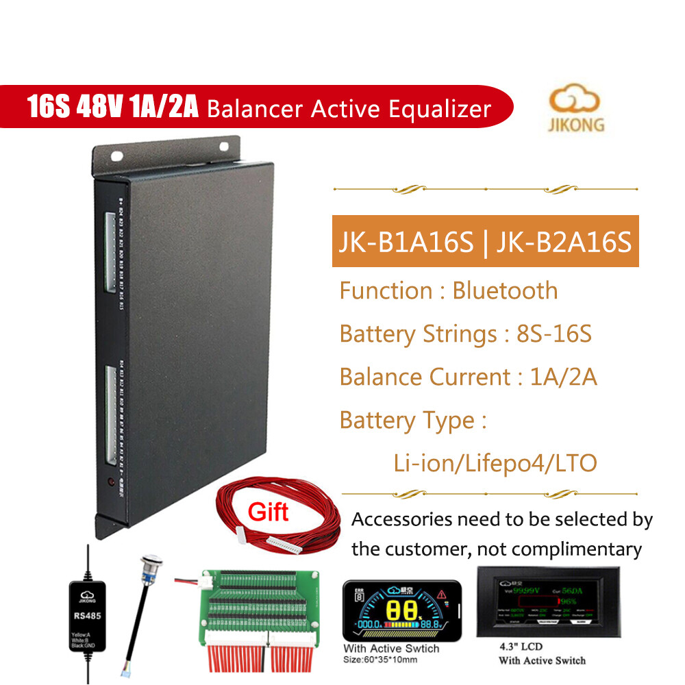 16S 48V 1A 2A JK Smart BMS Active Balance For Li-ion LiFePo4 Battery W/BT lot
