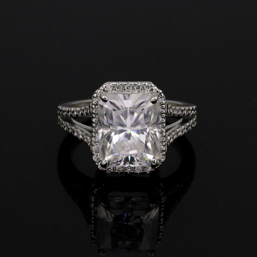 White Emerald Cut 5.00Ct Certified Lab Grown Diamond Ring in 925 Sterling Silver