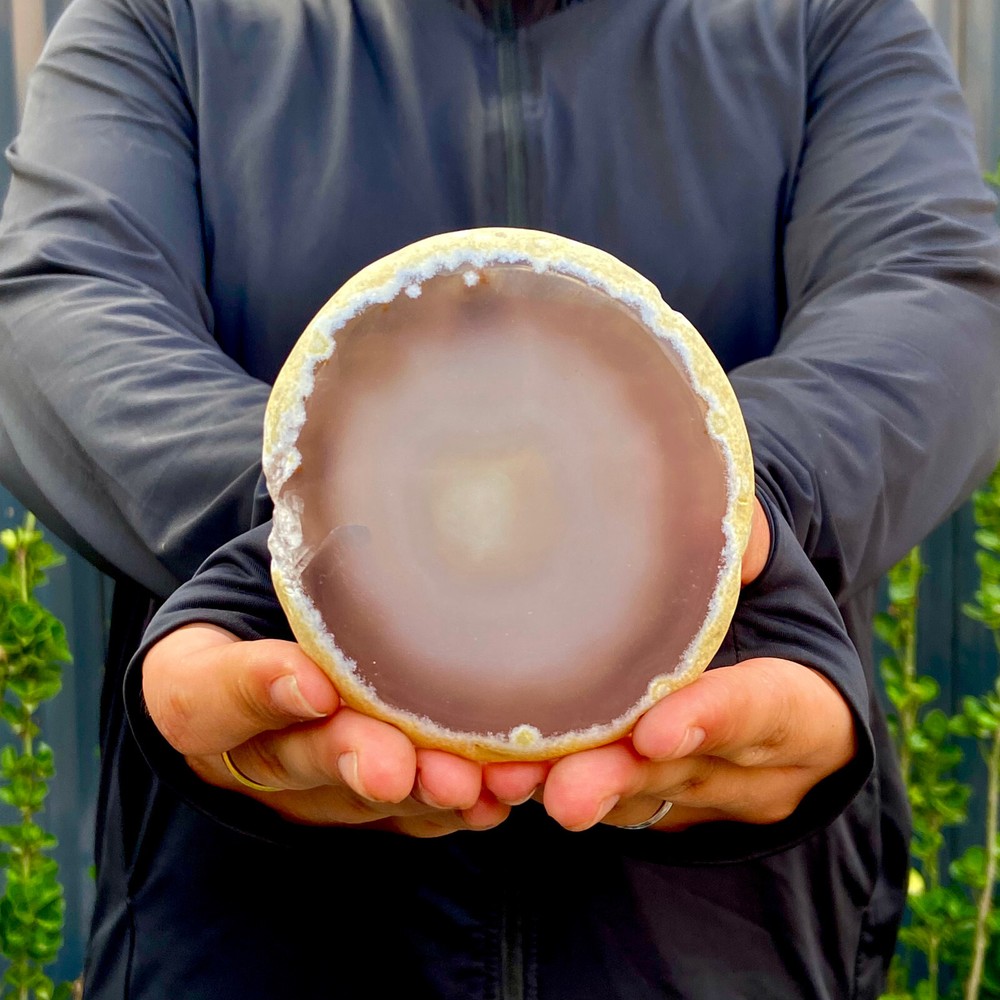 Natural Agate Geode Slab 187G Quartz Crystal Mineral Specimen for Reiki Healing