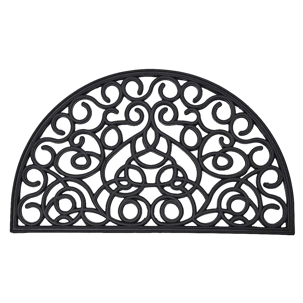 Evideco 30x18 Inch Black Half Round Rubber Doormat for Outdoor Entry