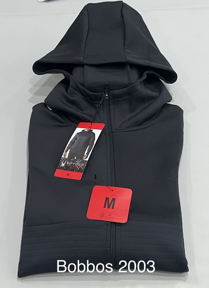 Spyder Active Men's Long Sleeve Stretch Full Zip Hoodie Jacket, Black, Size M