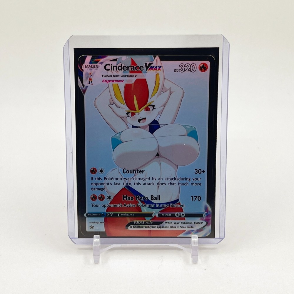 Cinderace VMAX Furry Full Art Goddess Story Pokemon Waifu Trading Card Holofoil