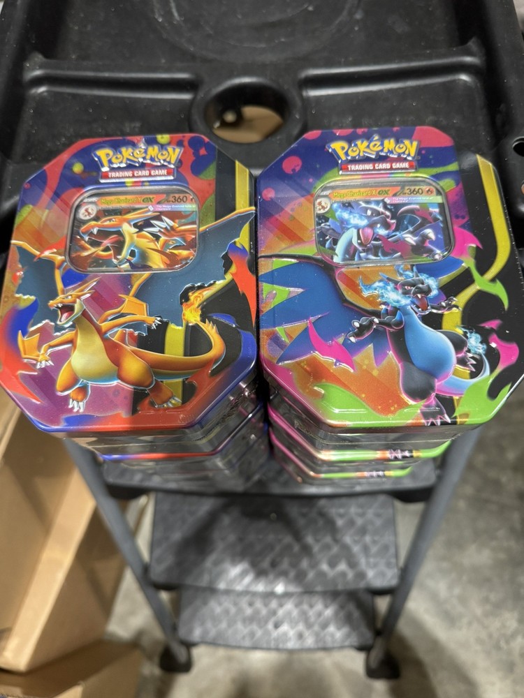 Pokemon TCG Mega Charizard X and Mega Charizard Y Tins Sealed Lot Of 10