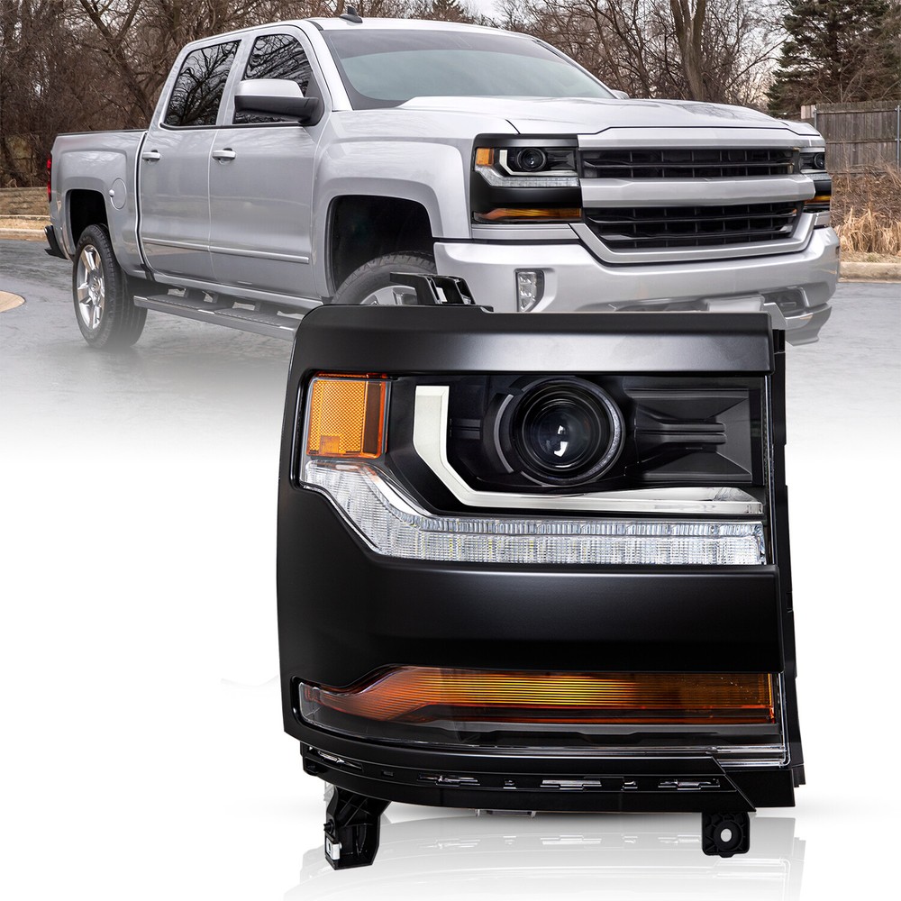 For 2016-2019 Chevy Chevrolet Silverado 1500 HID/Xenon w/ LED DRL Headlight Lamp