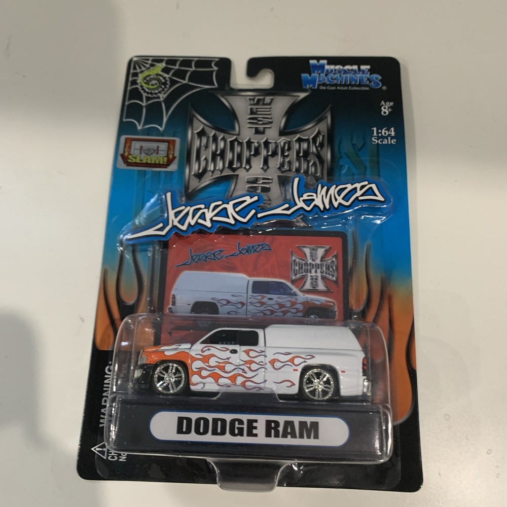 Muscle Machines Jesse James West Coast Choppers Dodge Ram Truck  Wh/ Flames 1:64