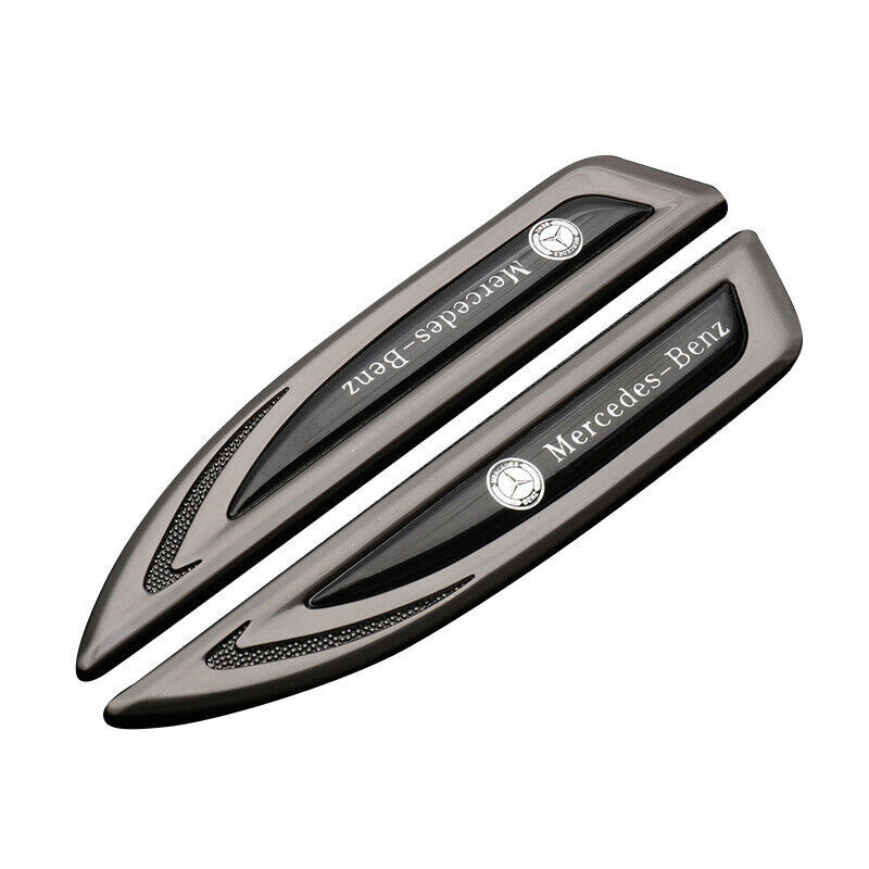 2PC Car Body Emblem Metal Side Fender Logo Badge Sticker For Mercedes Black
