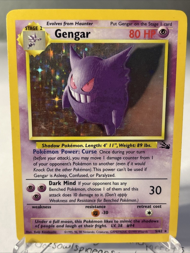 Pokemon TCG Gengar Fossil Holo 5/62 LP Condition Rare Vintage Card