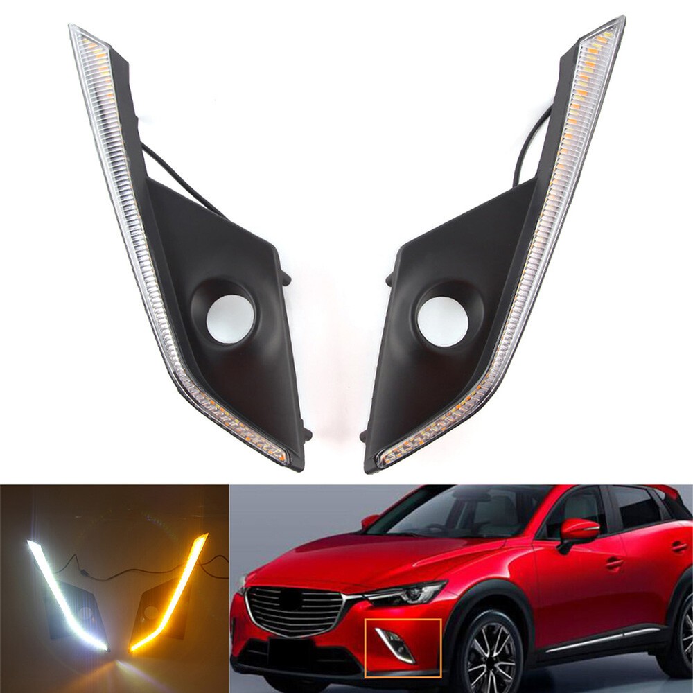 Car LED Daytime Running Lights DRL Fog Lamp For Mazda CX-3 2016 2017 2018