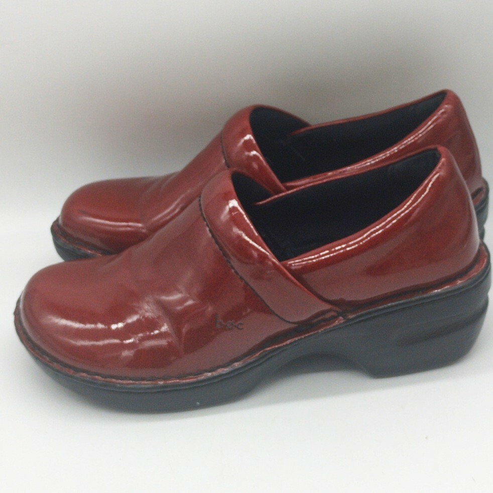 BOC Red Patent Leather Slip On Clogs Nurse Shoes Women’s 8