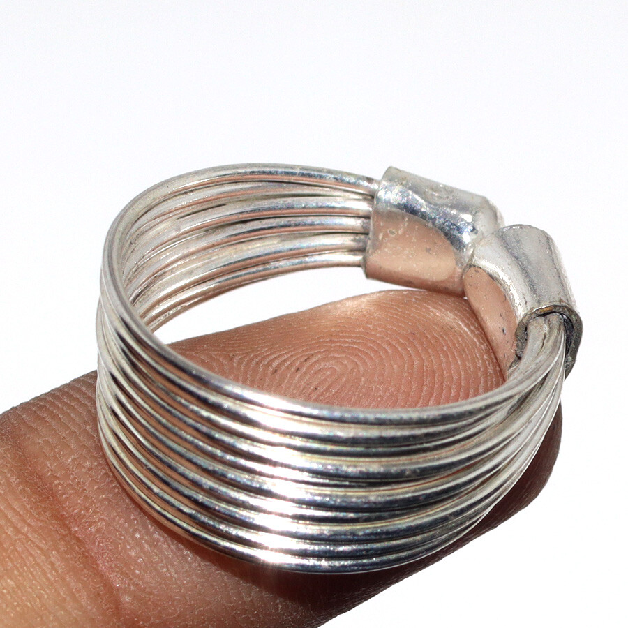 Rounded Hoops 925 Silver Plated Oversized Gemstone FreeSize JW Ring