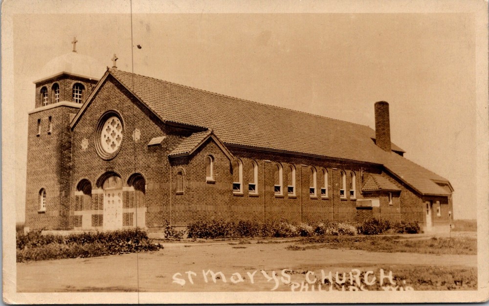 Phillips Wisconsin Historic St. Mary's Church Religion Parish 1937         23366