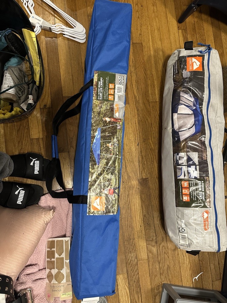 Ozark Trail 4-Person Instant Cabin Tent Instant Setup Polyester Blue Gray White