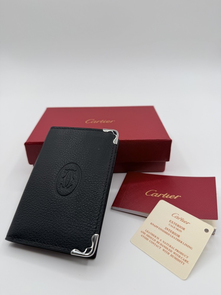 Cartier Must de Cartier Black Leather Card Holder Wallet Made In Italy