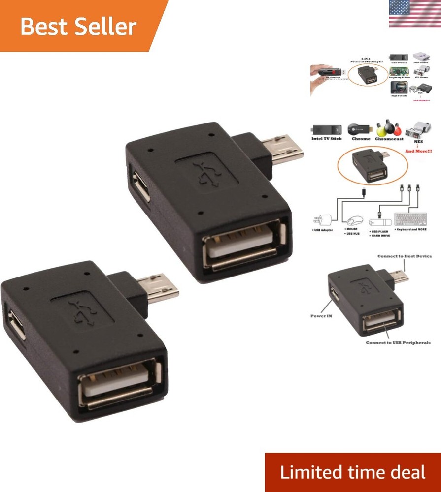 2-in-1 Micro USB OTG Adapter with 90 Degree Angle for FireStick & More