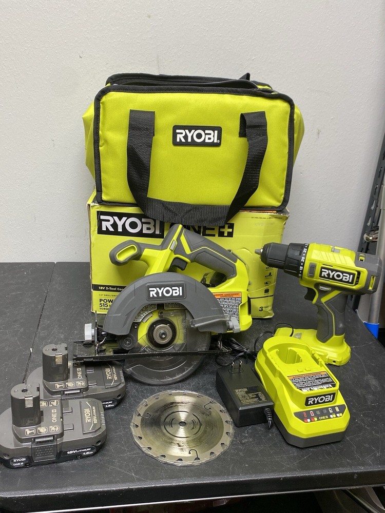 Ryobi One+ 18V Cordless Drill and Driver Tool Combo Kit (PCL1201K2) - Used