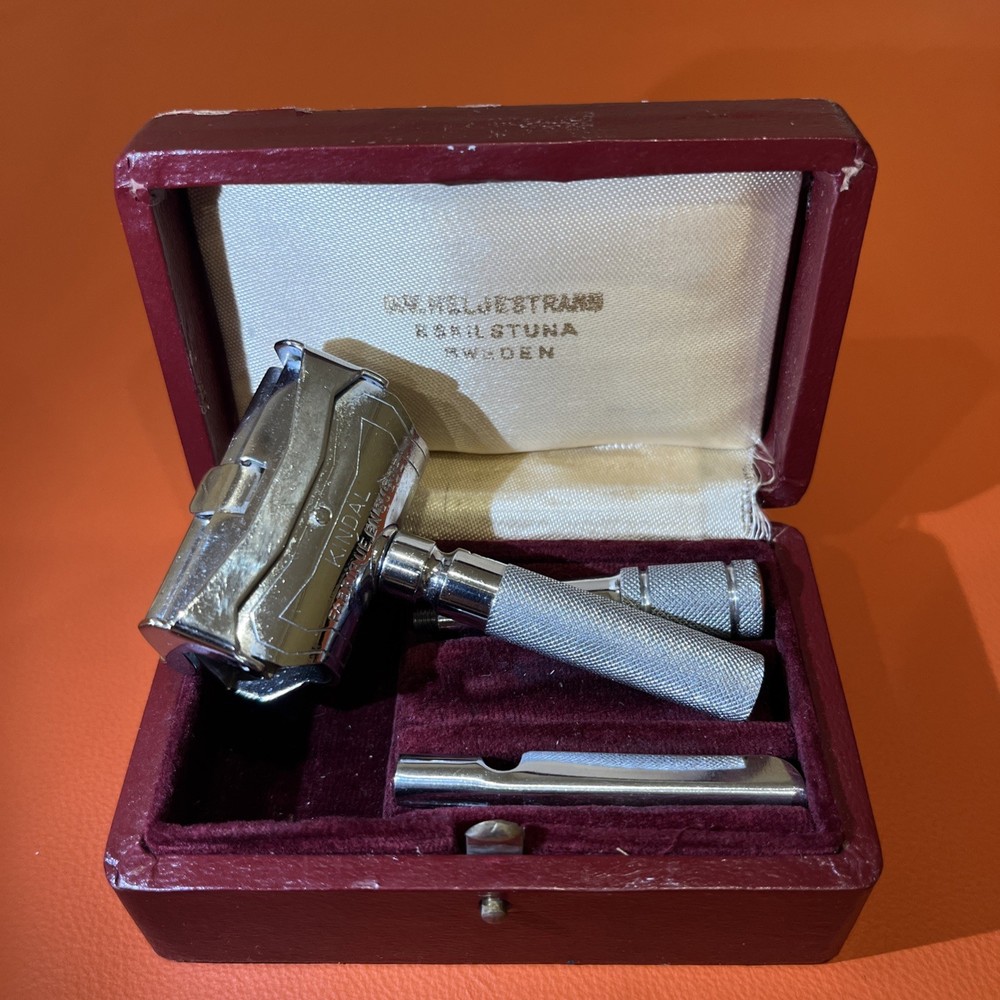 Vintage C.V. Heljestrand Eskilstuna Sweden DE Safety Razor Travel Set 1930-50s
