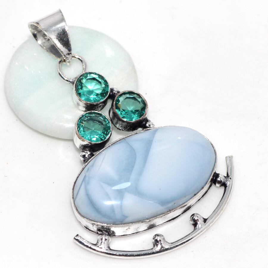 Owhyee Blue Opal Green Topaz Gemstone Pendant 2