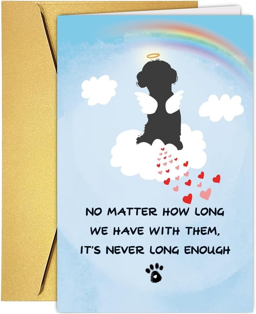 Cute Pet Loss Sympathy Card with Rainbow Bridge Design for Condolences