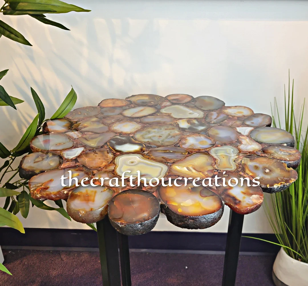 Natural Agate Table Top 15x15 Inch for Console or Coffee Table Decor