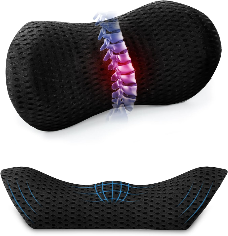 Lumbar Support Pillow, Memory Foam Back Support Pillow for Lower Back Pain Relie