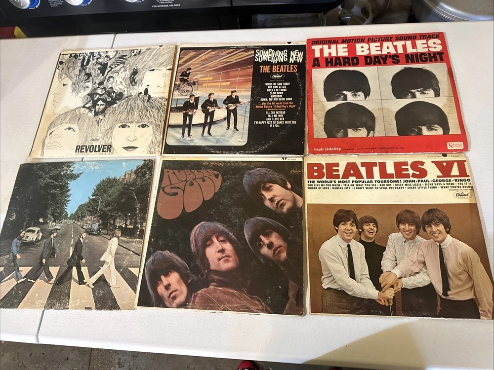 LOT of 6 BEATLES LPs Vinyl Records - REVOLVER - RUBBER SOUL - SOMETHING NEW