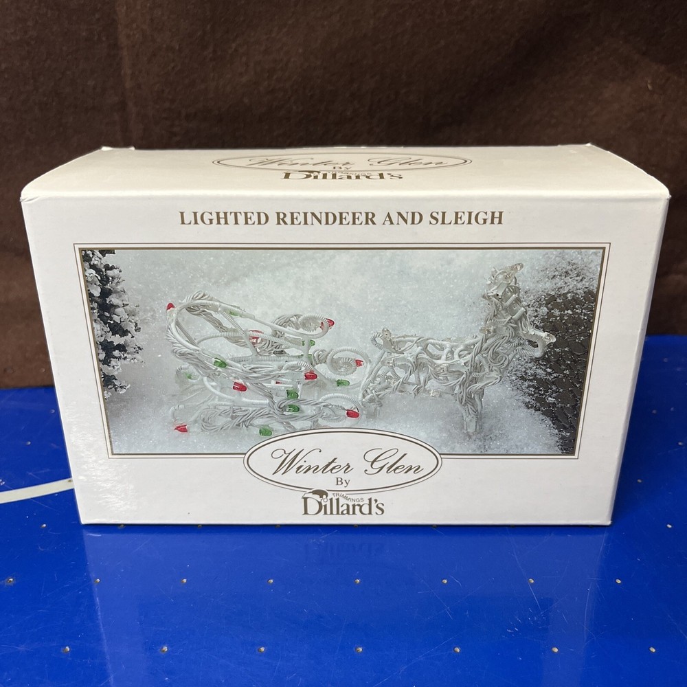 Lemax Winter Glen Lighted Reindeer and Sleigh Set Complete with Box