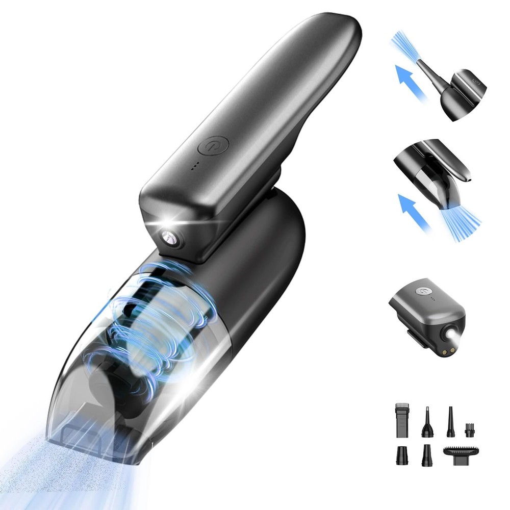 10-in-1 Car Vacuum Portable Cordless, 1lbs, Modular Design with HEPA Filter, ...