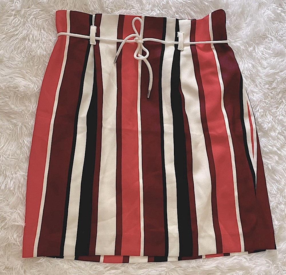 EXPRESS Striped Mini Skirt - Trendy & Flirty Style
