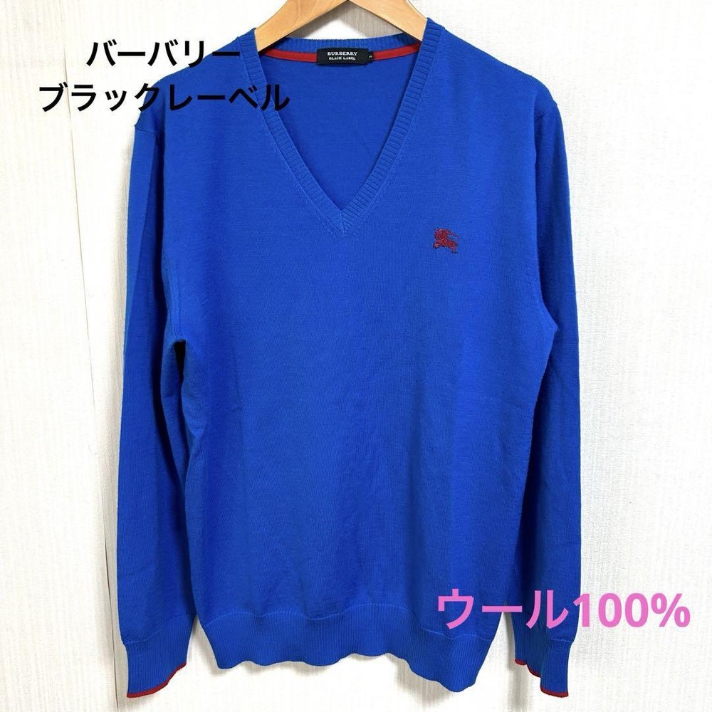 Burberry Black Label Mens knit sweater 100% wool F/S from Japan