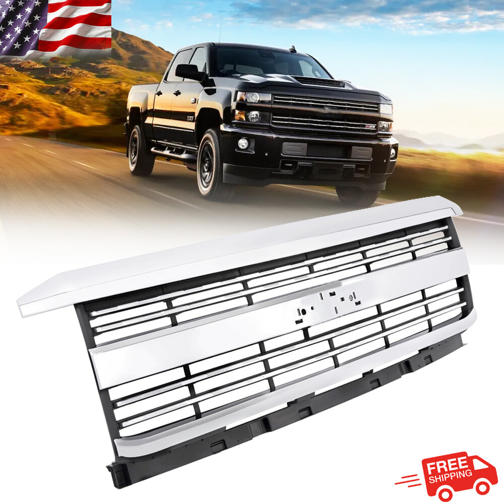 Fit For Chevy Silverado 2500 2015 2016-2019 Front Grille Assembly Chrome Grill