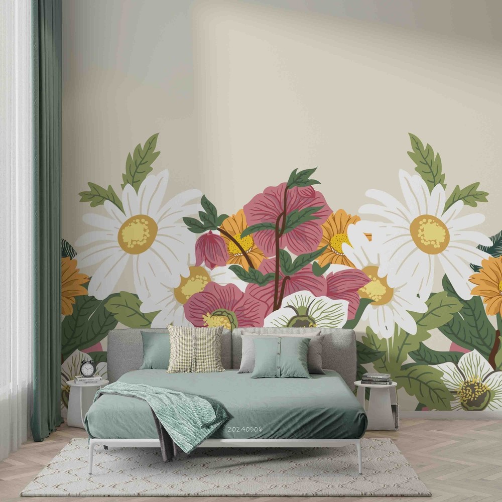 3D Flower Flora Illustration Wall Murals Wallpaper Murals Wall Sticker