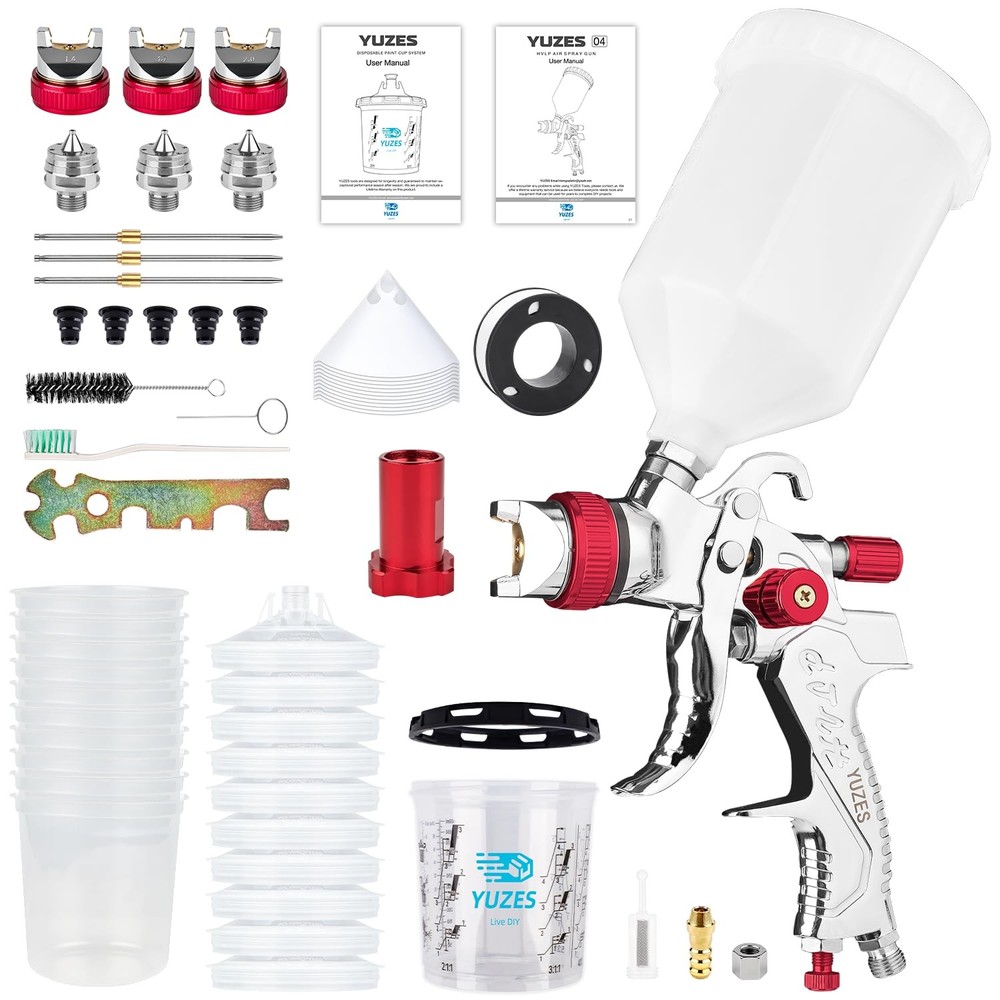 HVLP Spray Gun Kit with 3 Nozzle Sizes for Automotive & DIY Painting Projects