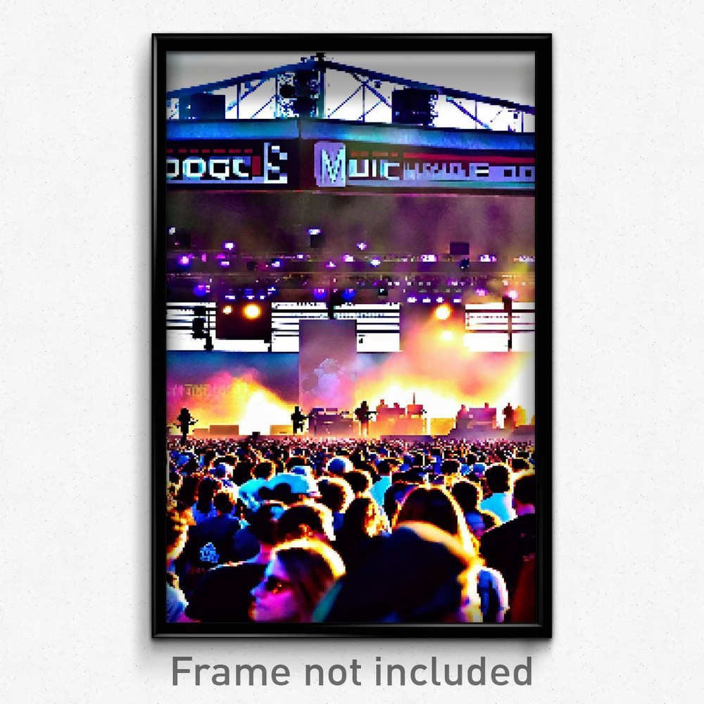 Pixel Art Poster - Smoggy Music Festival (8 Bit Psychedelic Video Game Print)