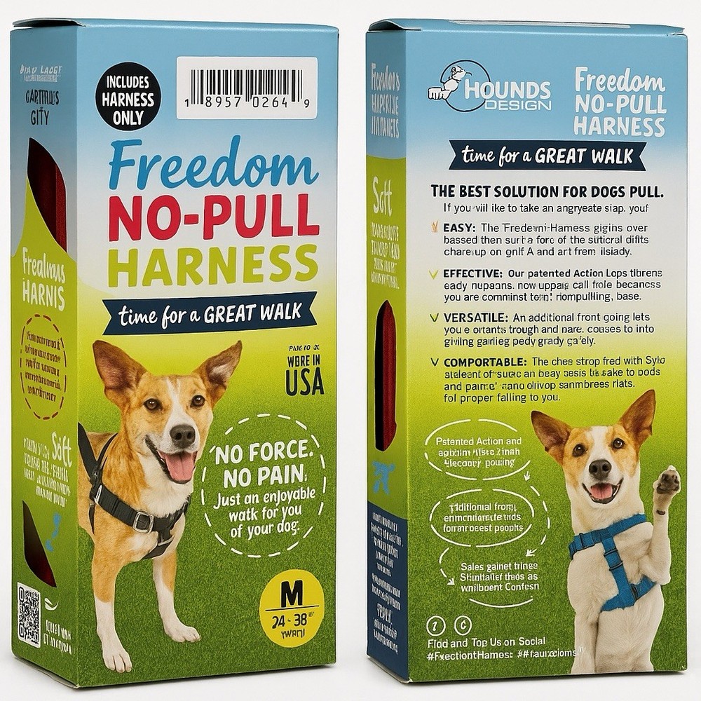 2 Hounds Freedom No Pull Harness Only 1” Medium Red for Dogs 40-60 Pounds