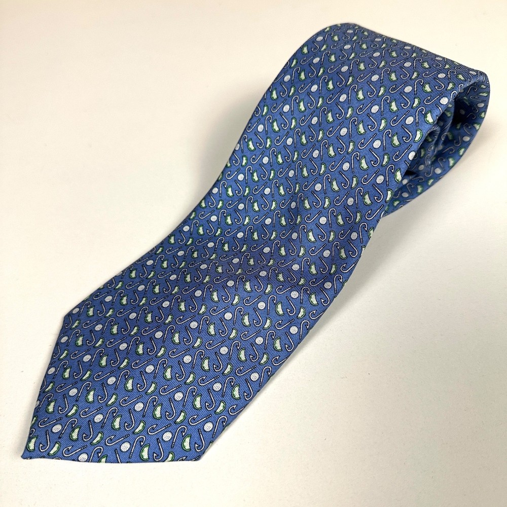 Vineyard Vines Martha's Vineyard Tie Blue Fish Hooks 4 x 60