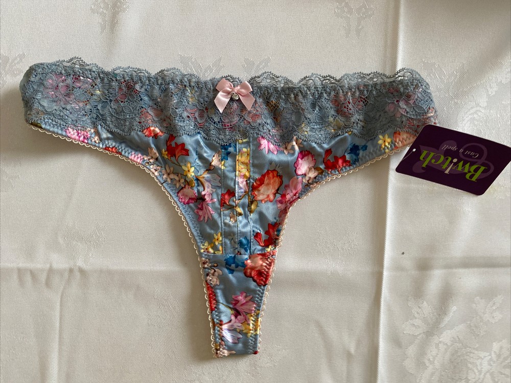 Clearance Sale BWITCH Kimmy Thong Metal Grey Floral Panty Size S (W-65, H-90cm)-image