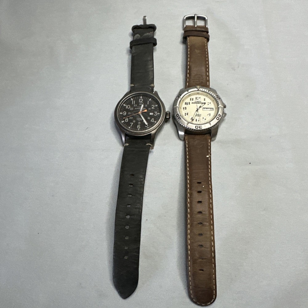 VTG Lot 2 Timex Expedition Metal Field Watches Water Resistant