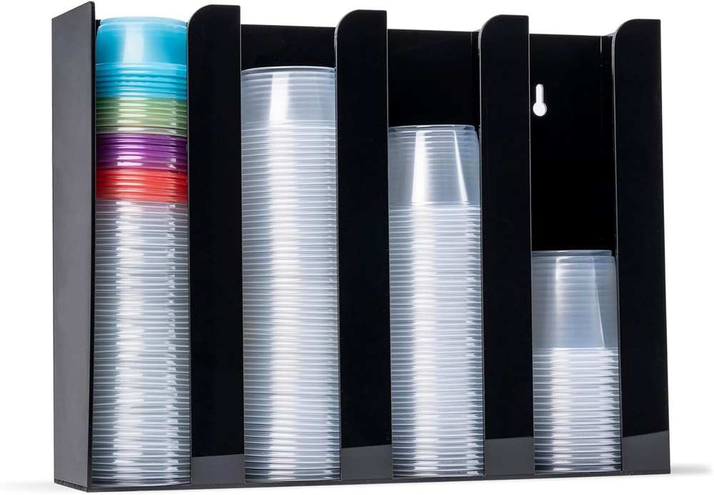 Portion Cup and Lid Holder 4 Compartment Acrylic Organizer for Condiment Sauce