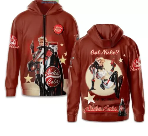 Fallout Nuka Cola Fan 3D Zip Hoodie Quench Your Thirst in Style