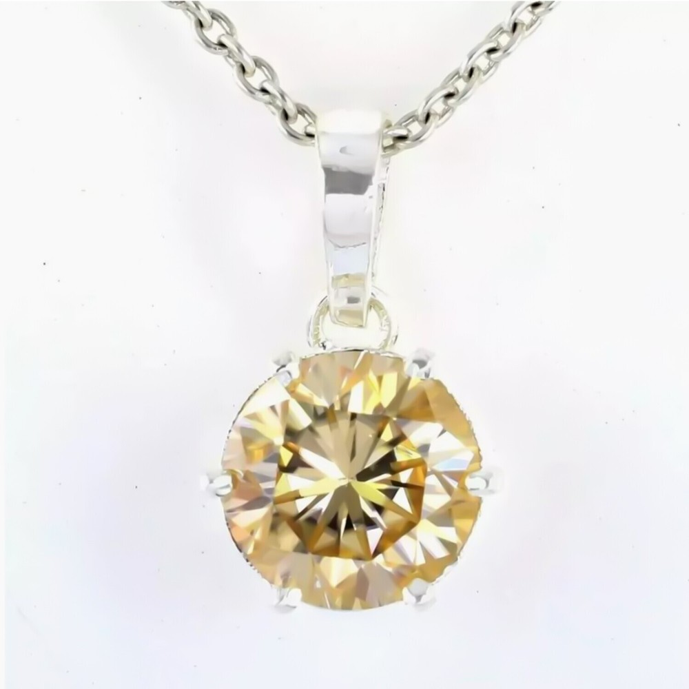 5.20 Ct Champagne Diamond Pendant in 925 Silver Certified for Her Gift