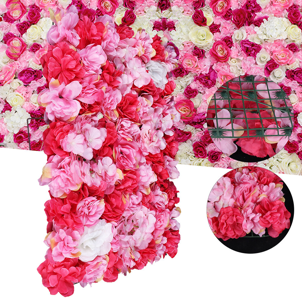 12pcs Rose Flower Wall Panels Artificial Silk Wedding Decor Party Home Floral