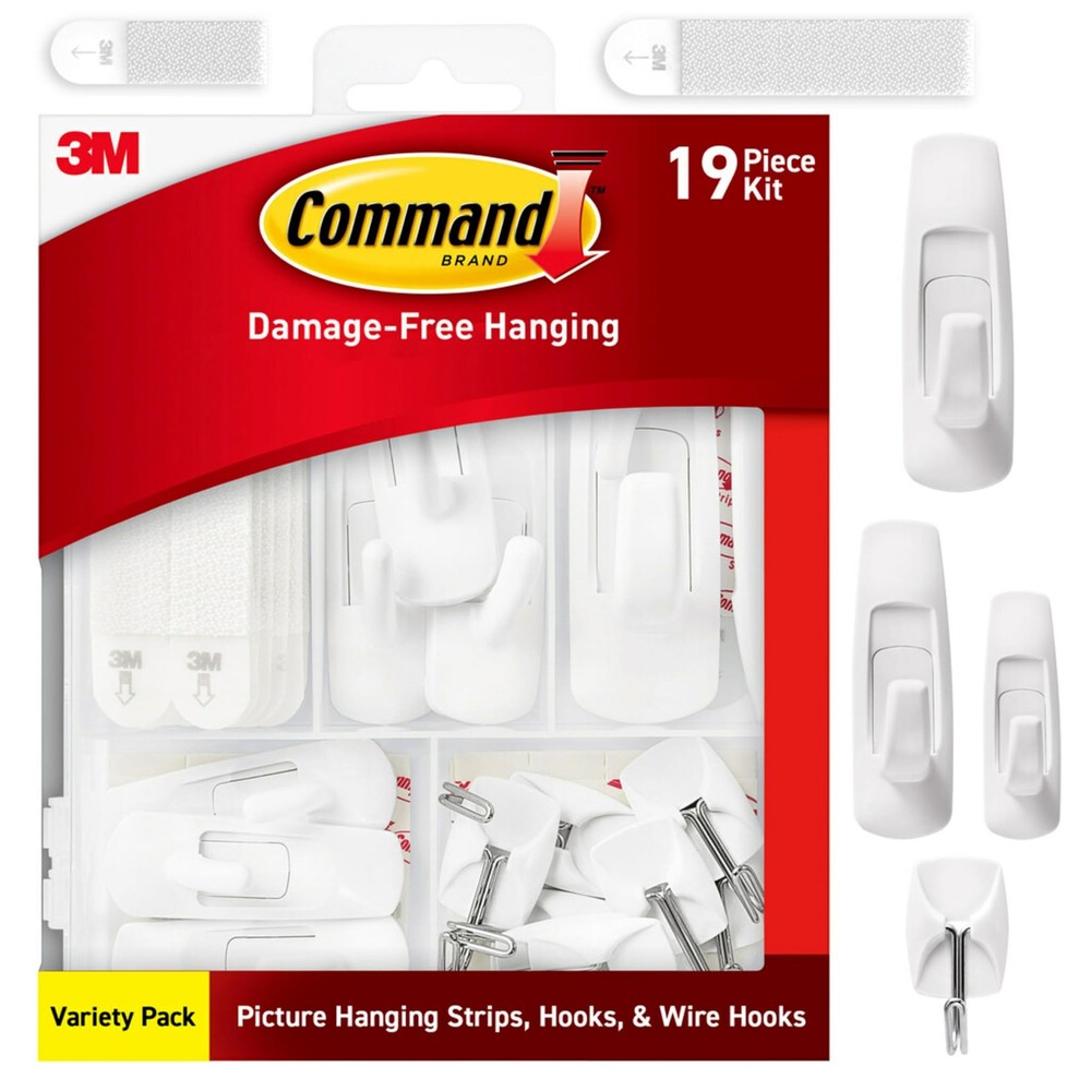 Variety Pack Picture Hanging Strips Hooks Damage Free Kit