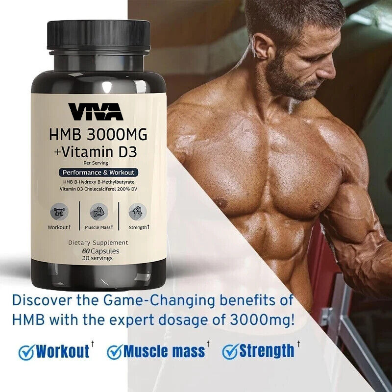 HMB 3000mg and vitamin D3 mixture supplement 60 capsules