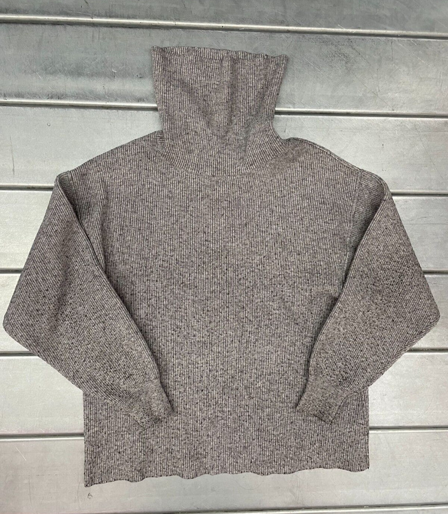 Free People Sweater Womens Medium Gray Turtle Neck Ribbed Knit Pullover Cozy