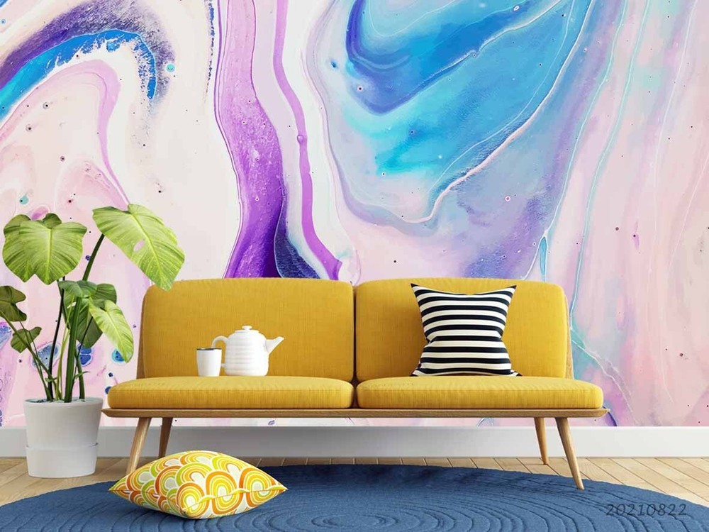 3D Blue Purple Marble Texture Wall Murals Wallpaper Murals Wall Sticker